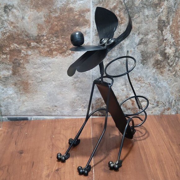 Metal Dog Wine Bottle Holder Floppy Eared Wagging Tail Decorative Puppy - Picture 3 of 12